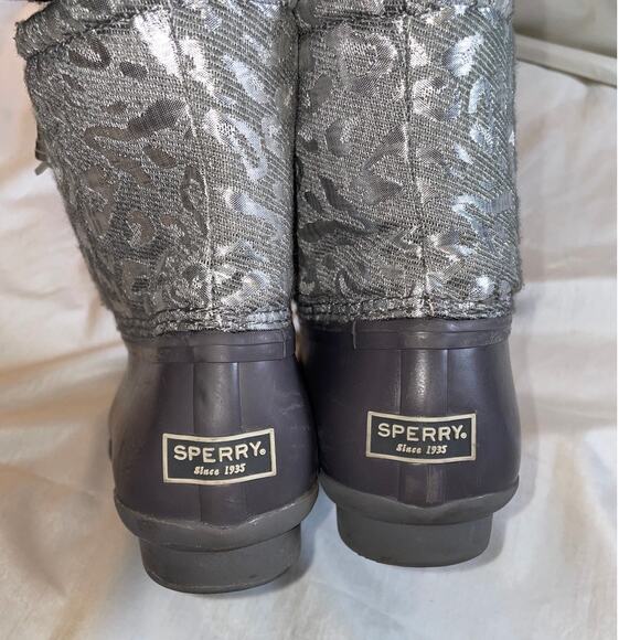 Sperry Women's Saltwater Seasonal Rain Boot in Silver Leopard - Women's Size 8.5 - Picture 5 of 12